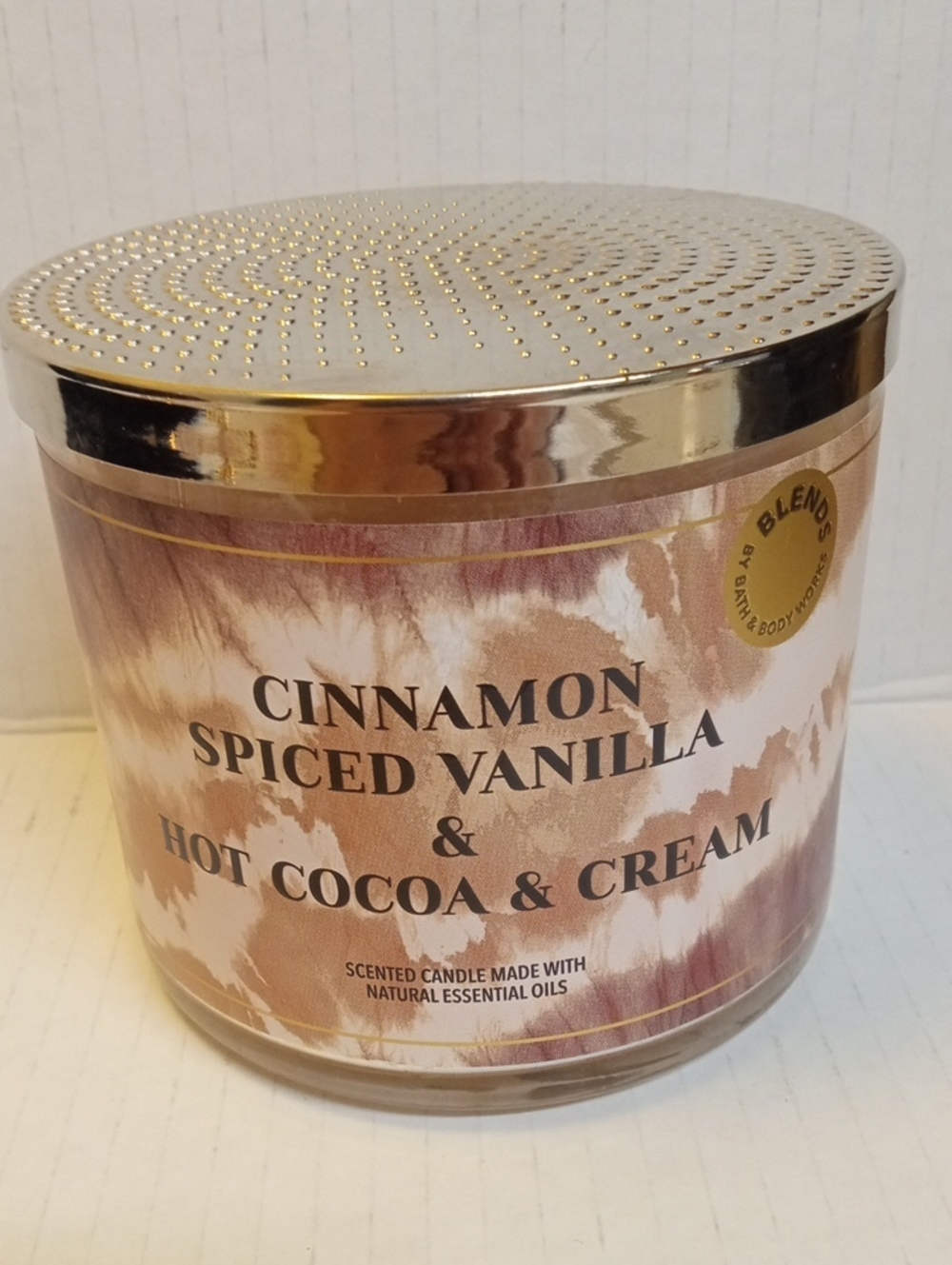 Candle Cinnamon Spiced Vanilla & Hot Cocoa & Cream Bath & Body Works 3 Wick